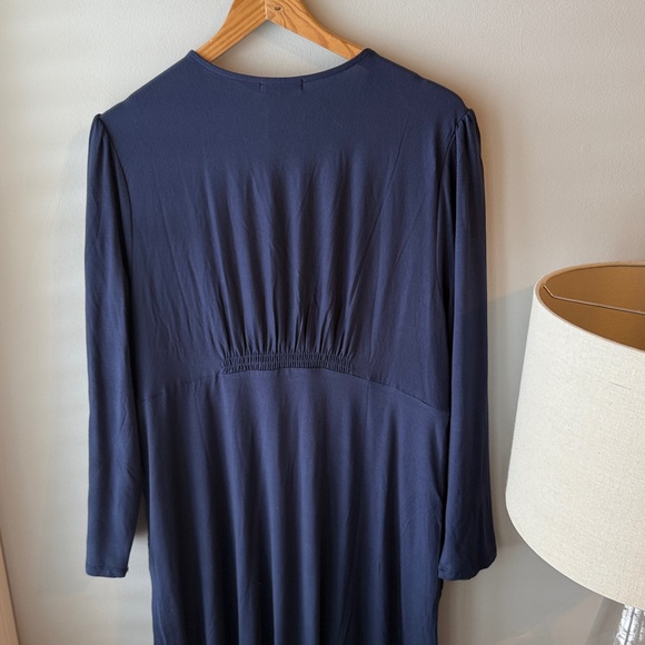 Quince Long Sleeve Dress Tencel Jersey Fit & Flare Navy Blue Dress NWT - Picture 8 of 10